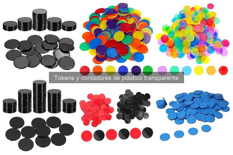 Tipos de tokens y contadores de plástico transparente